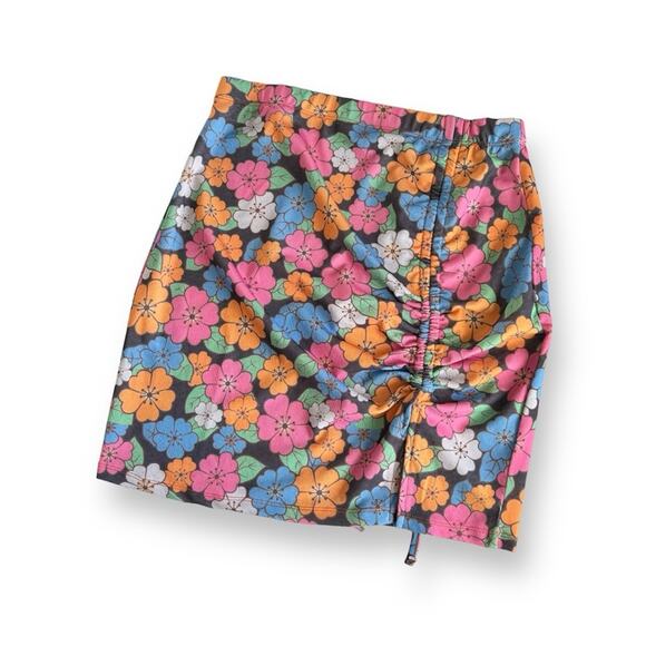 Nasty Gal NWT Tropical Hawaiian Floral Ruched Bodycon Mini Skirt Size 8 - Picture 1 of 8